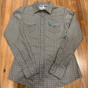CINCH Women’s Western Snap Button Shirt – Geometric Print – XS